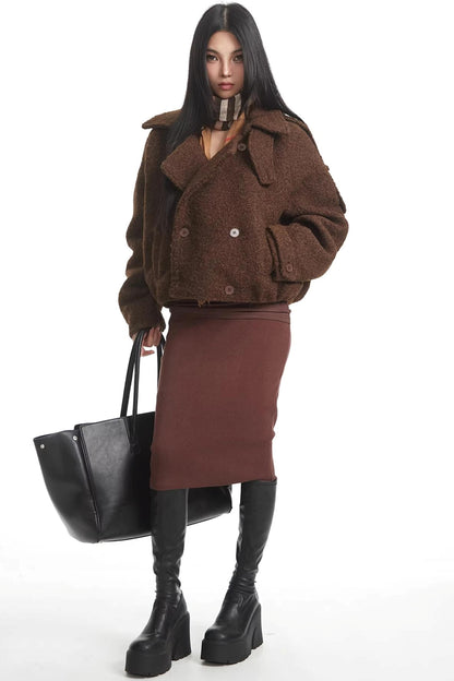 Retro Brown Woolen Coat