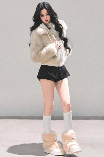 Hooded Fur Winter Coat