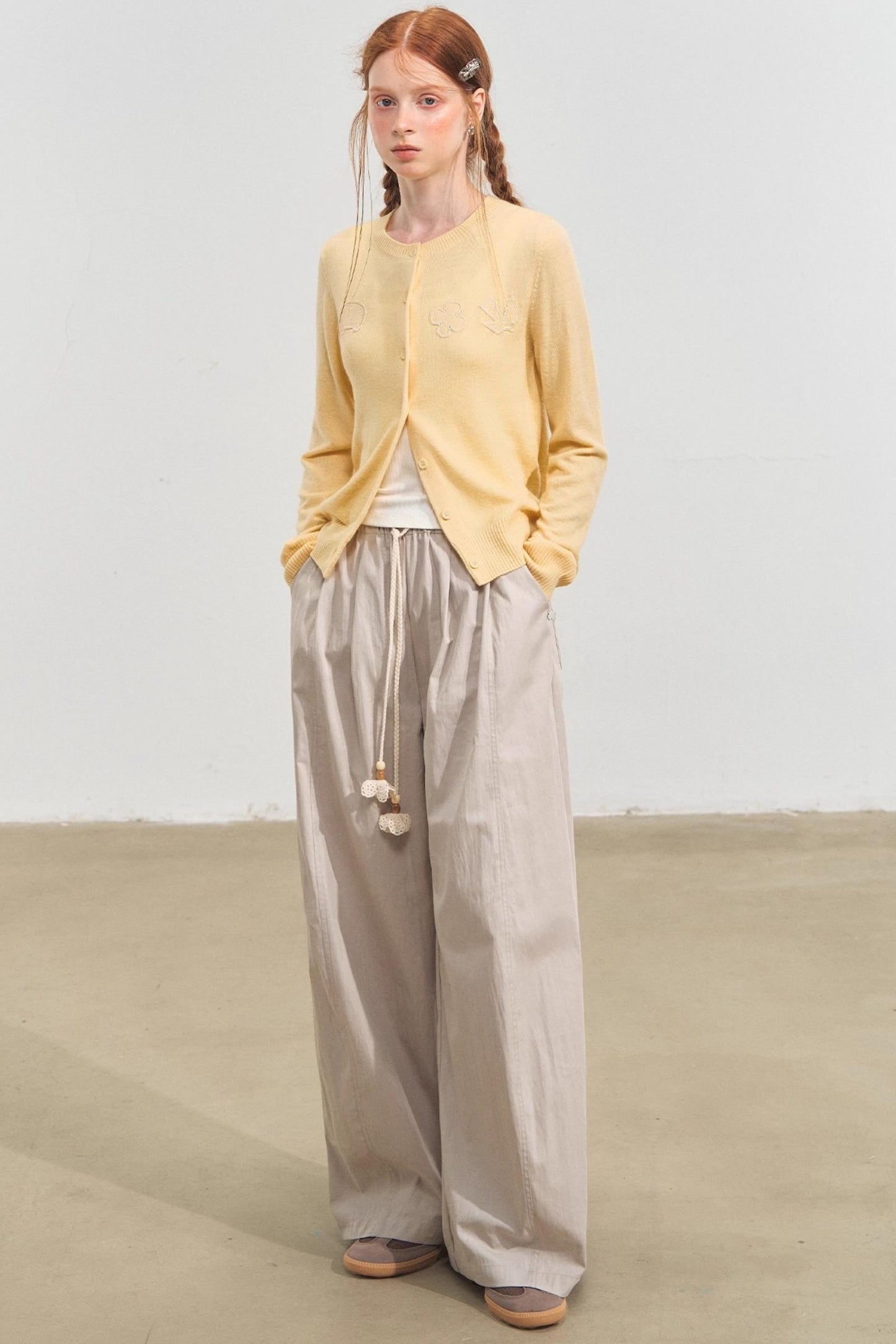Wide-Leg Scimitar Pants