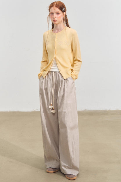 Wide-Leg Scimitar Pants