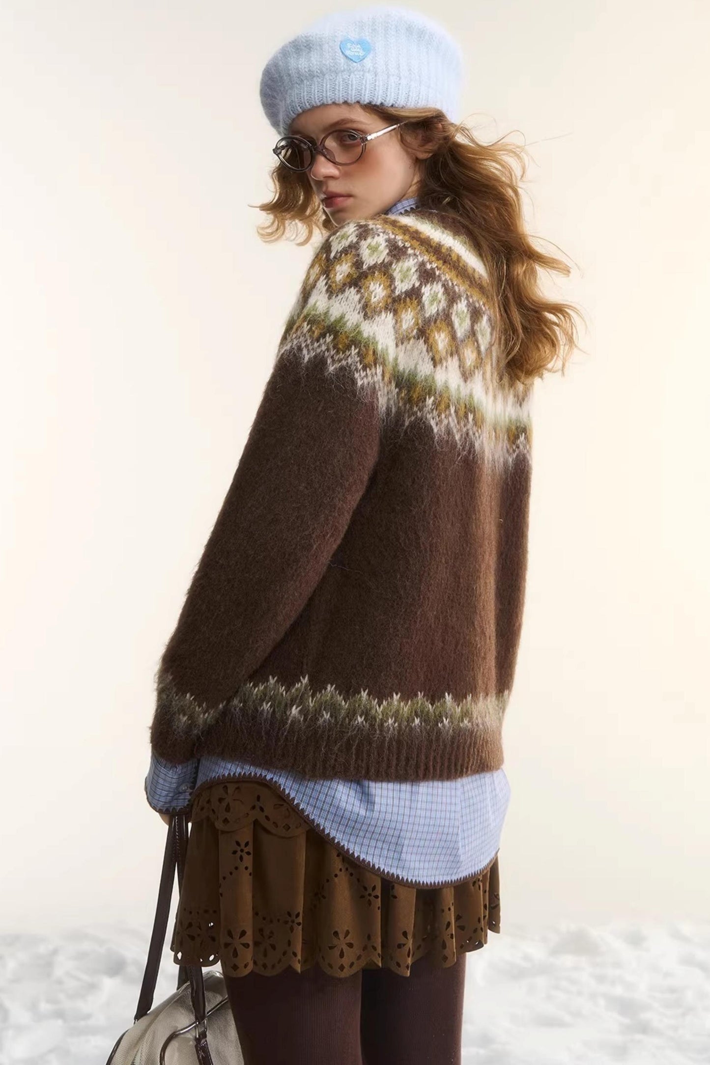 Shell Embroidery Plaid Shirt