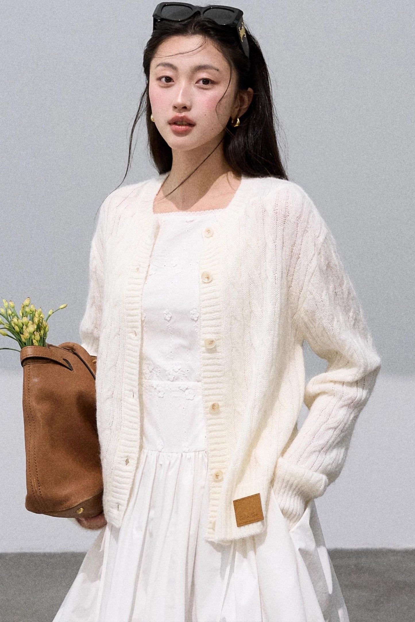 Three-Dimensional White Slip Dress