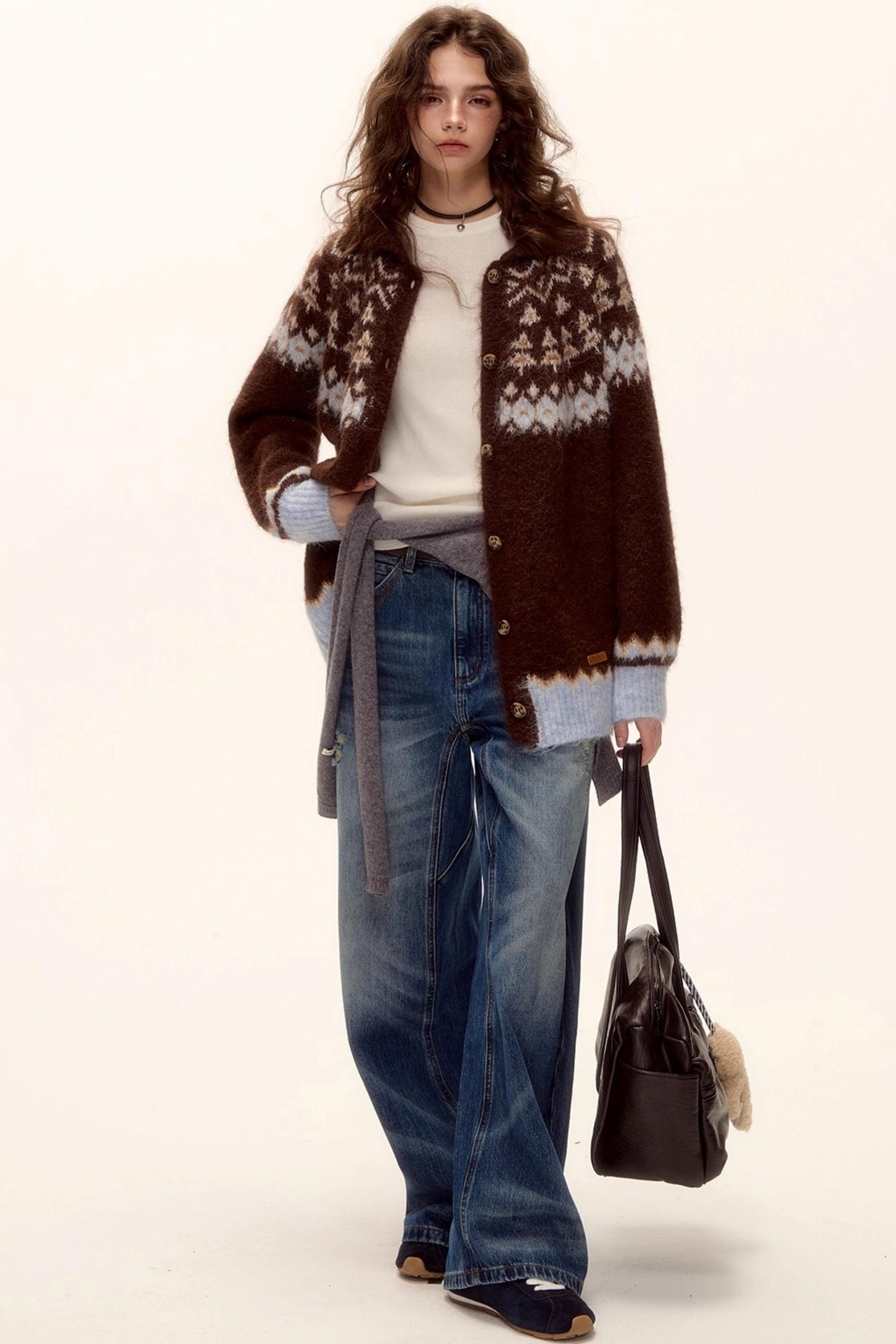 Fair Isle Knit Cardigan Set-Up