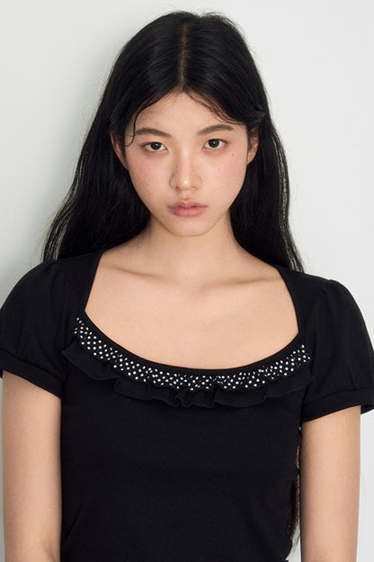 Nap Sweet Lace Tie Slim Top