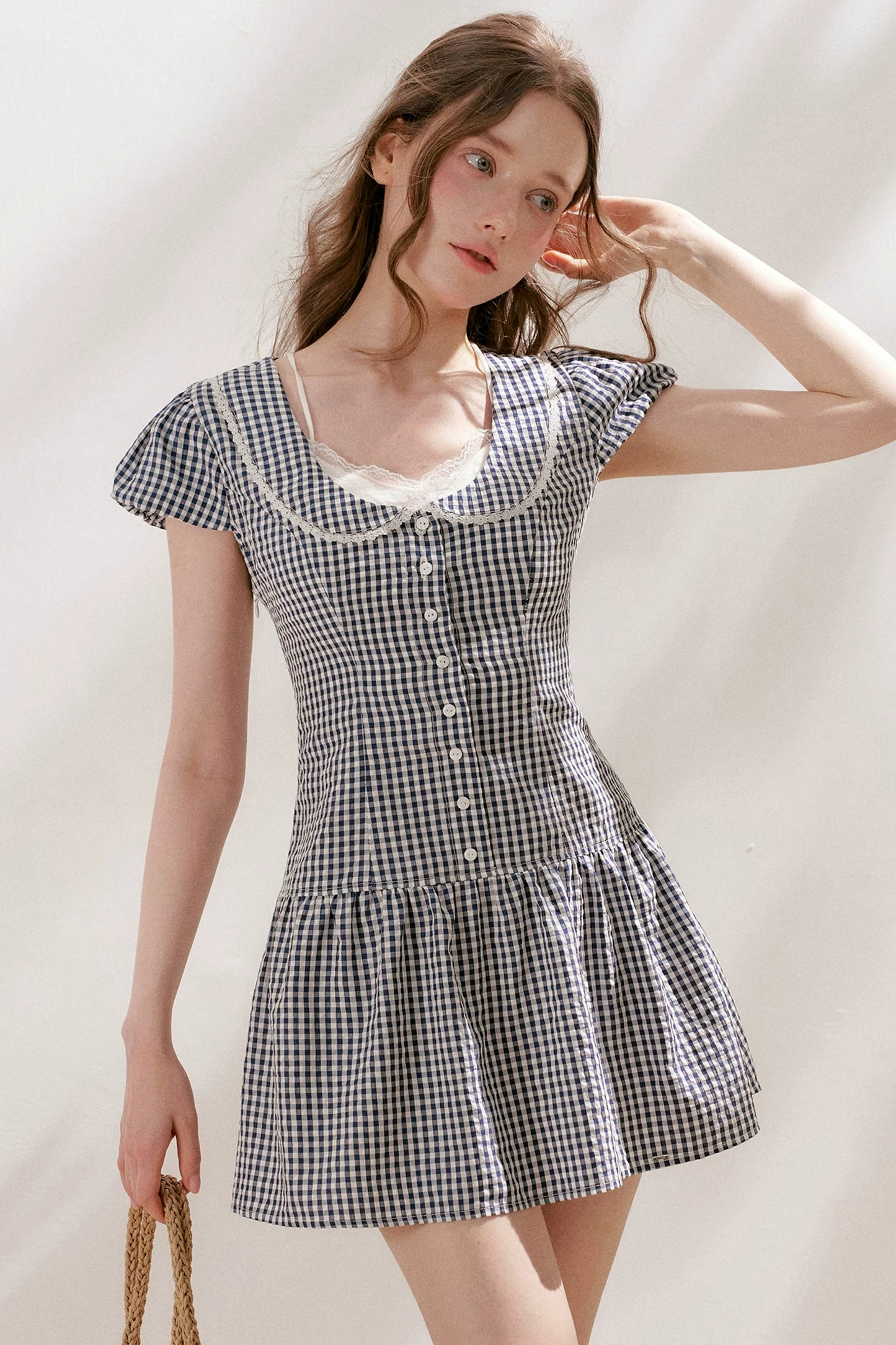 Lyocell French Lace Plaid Dress Set-Up