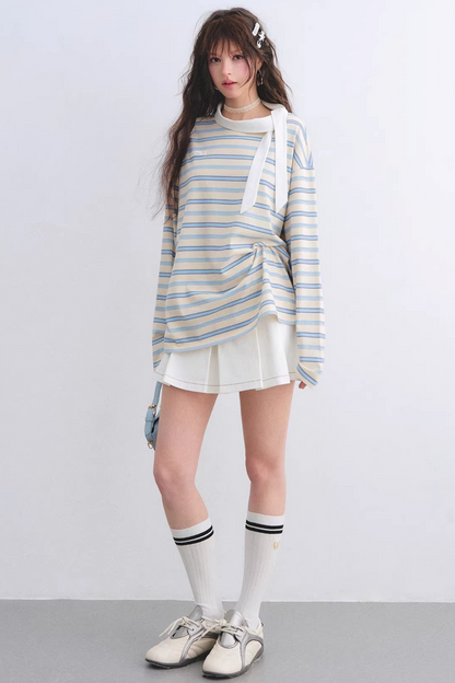Retro Striped Color-Blocked Top