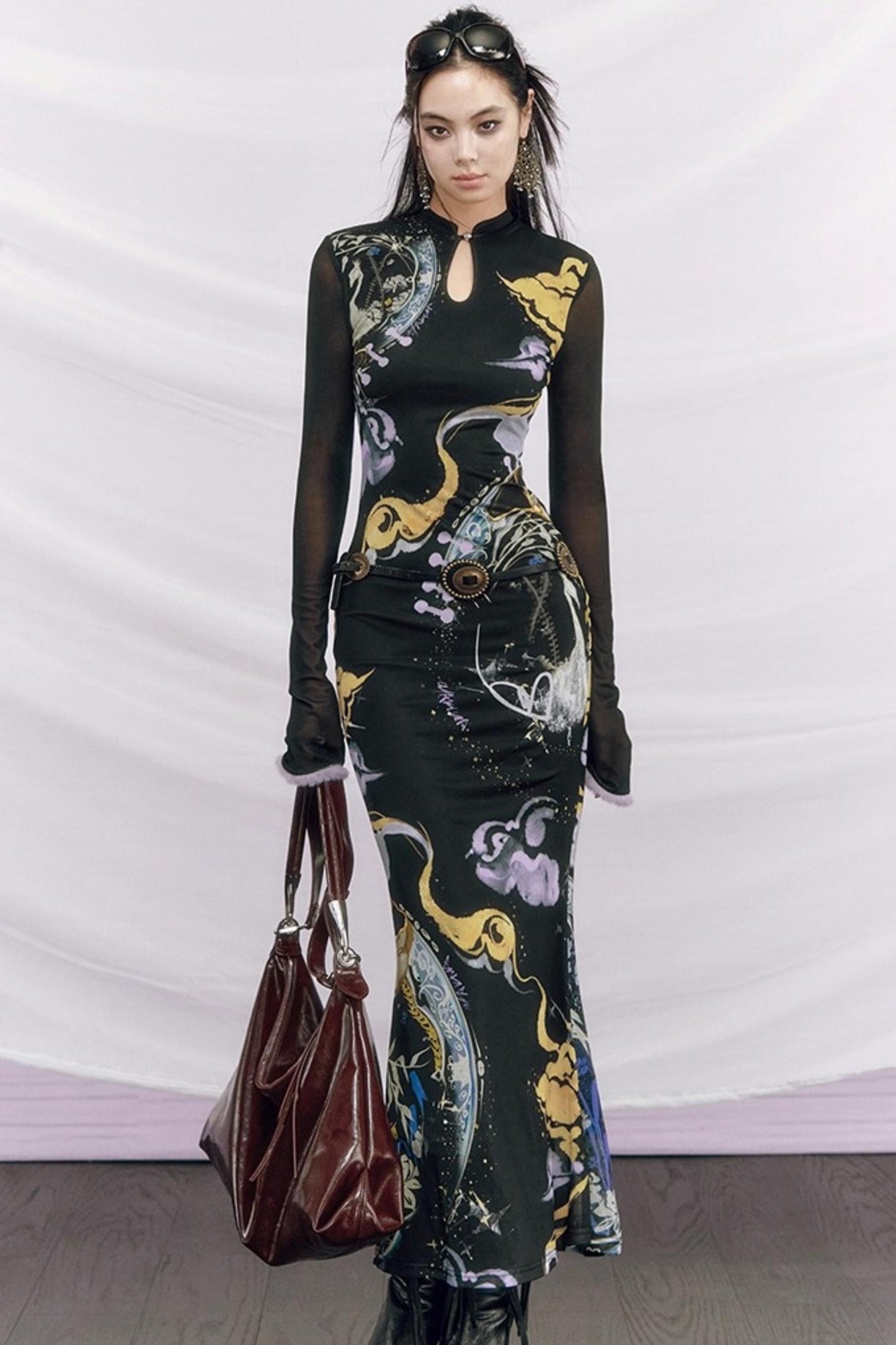 Hand-Painted Cheongsam Fishtail Dress