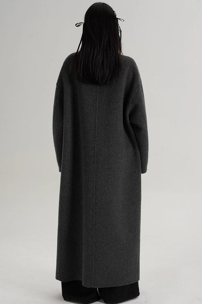 Stand-Up Collar Long Wool Coat