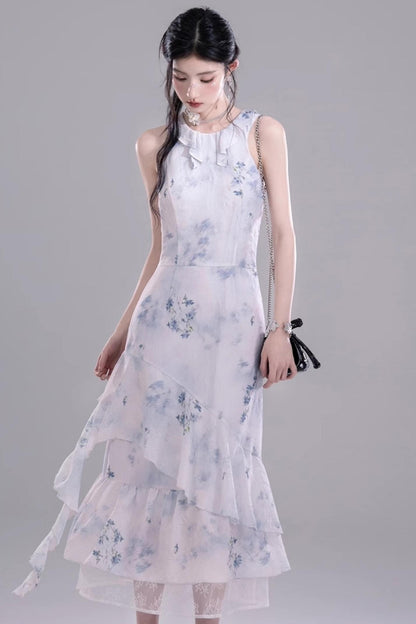 Fluid Floral Cascade Dress