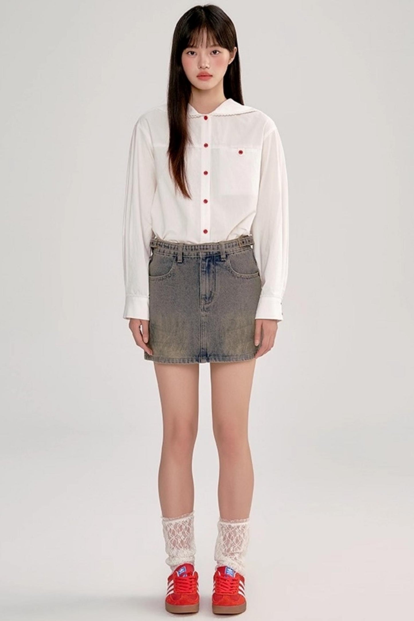 Distressed Denim Skirt