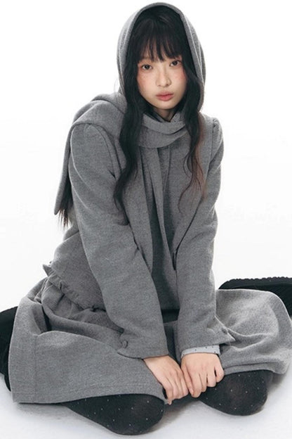 Knitted Scarf Collar Jacket Set-Up