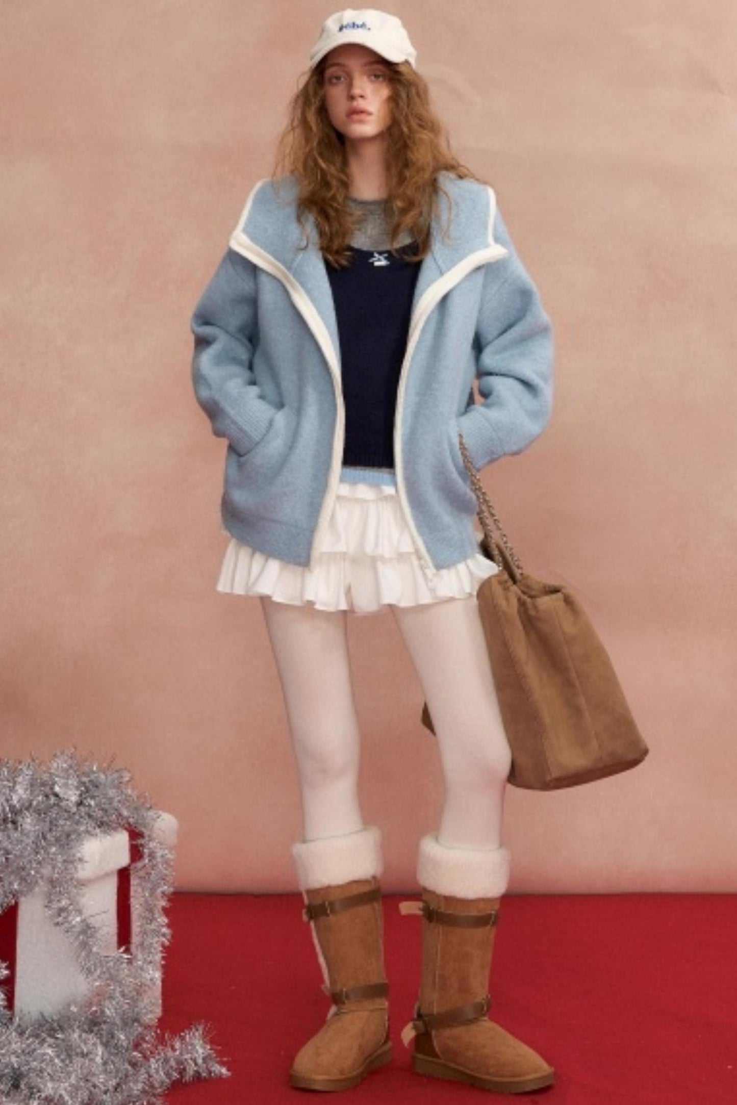 Hooded Cardigan With Contrasting Edges