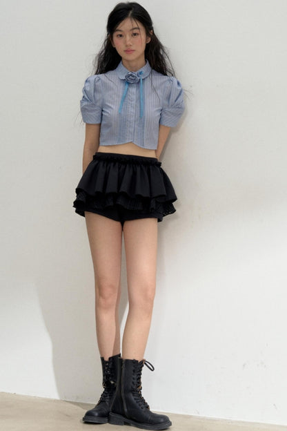 Vintage Pleated Striped Shirt