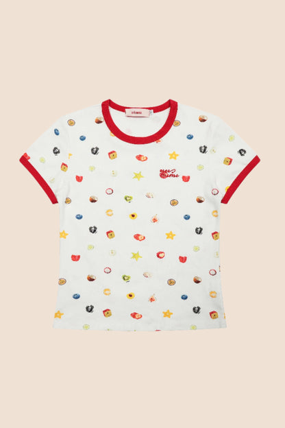 Printed Short Sleeve T-Shirt Camisole Set-Up