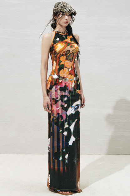 Botanical Slit Dress