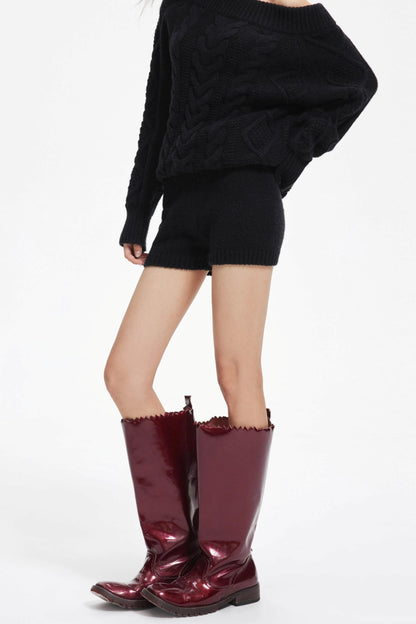 Lazy Wool Slanted Sweater Set