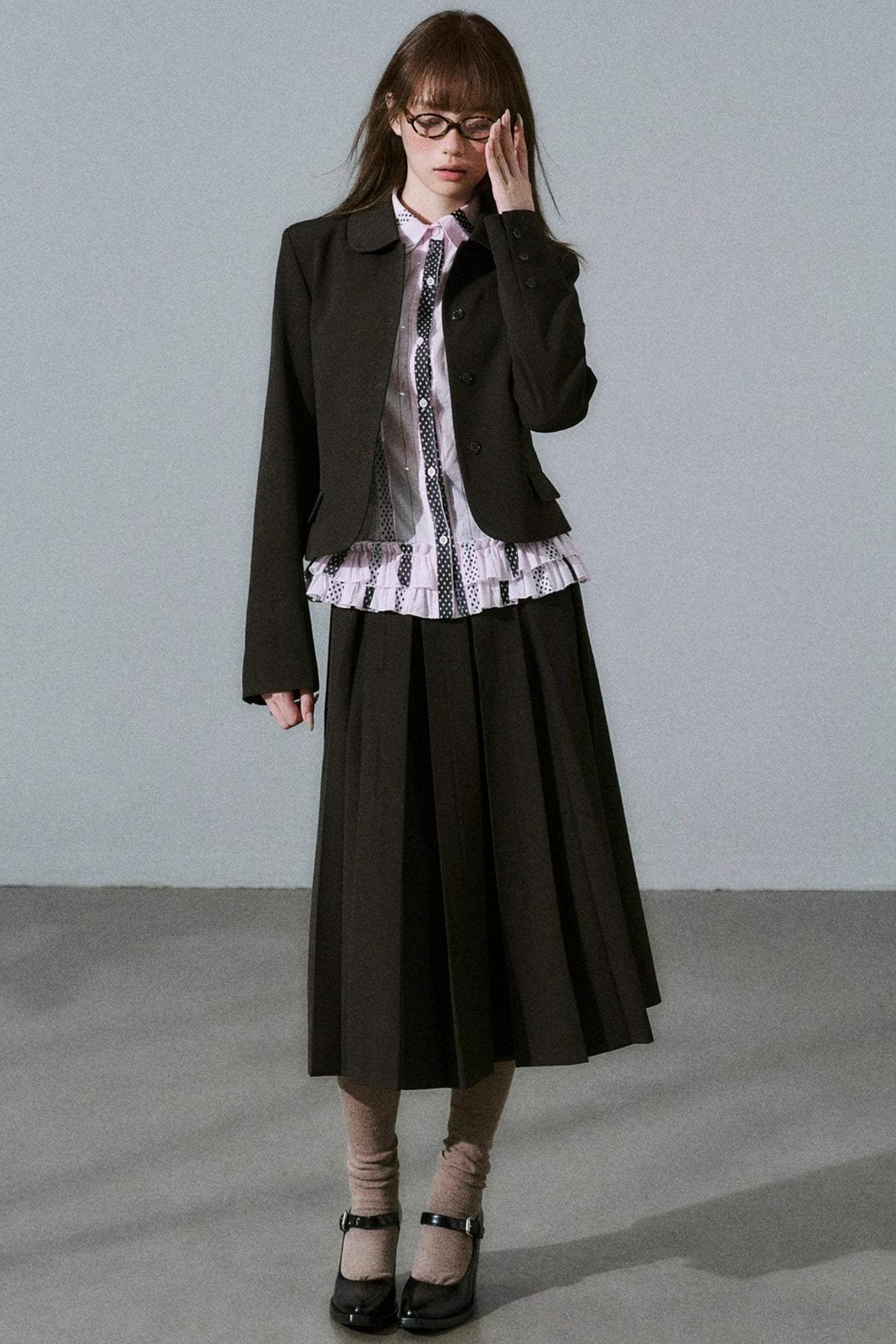 Japanese Girl Pleated Jacket Set-Up