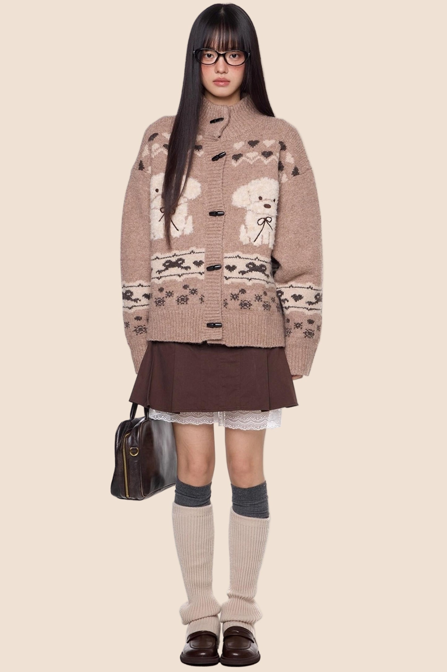 Vintage Dog Knit Cardigan Sweater