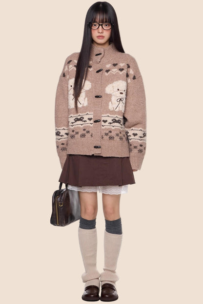 Vintage Dog Knit Cardigan Sweater