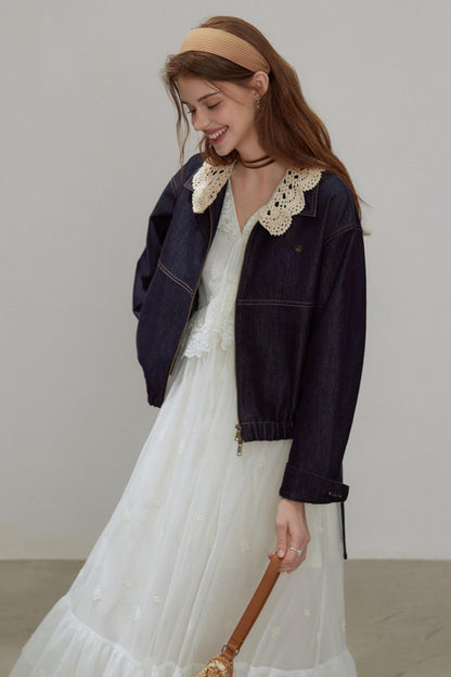 Autumn Lace Denim Jacket