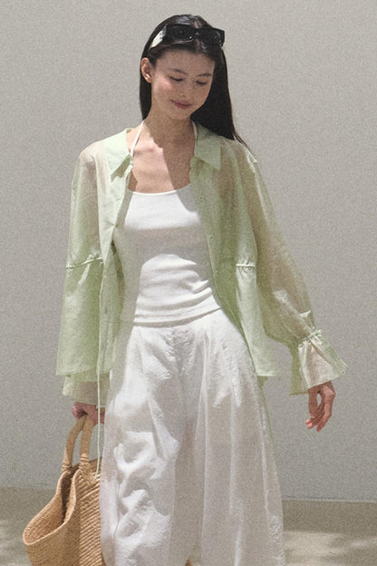 Iridescent Wide-Leg Trousers