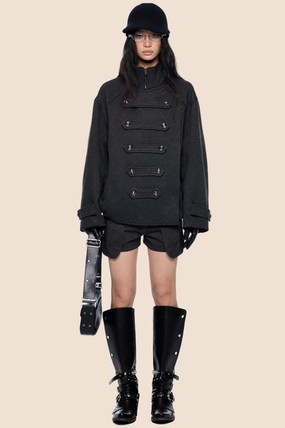 Silhouette Pleated Wool Coat