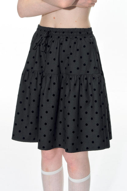 Flocked Polka Dot Umbrella Retro Skirt Set-Up