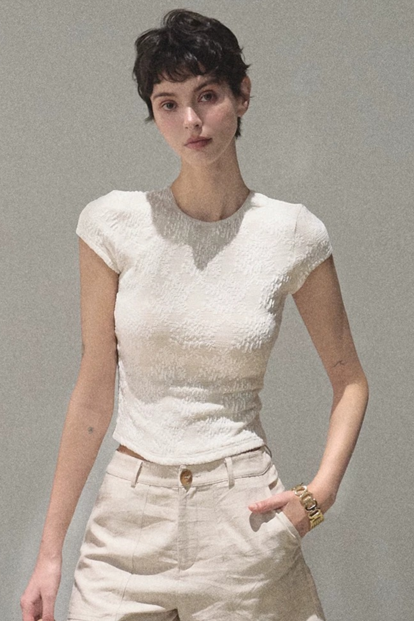 Lace Splice Short Sleeve Top