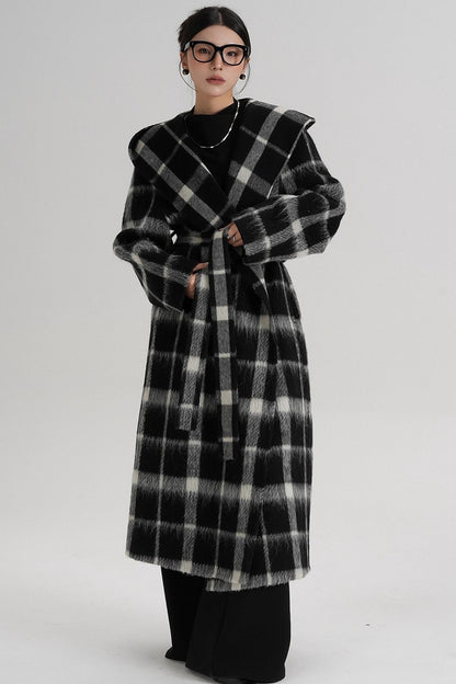 Plaid Alpaca Wool Coat