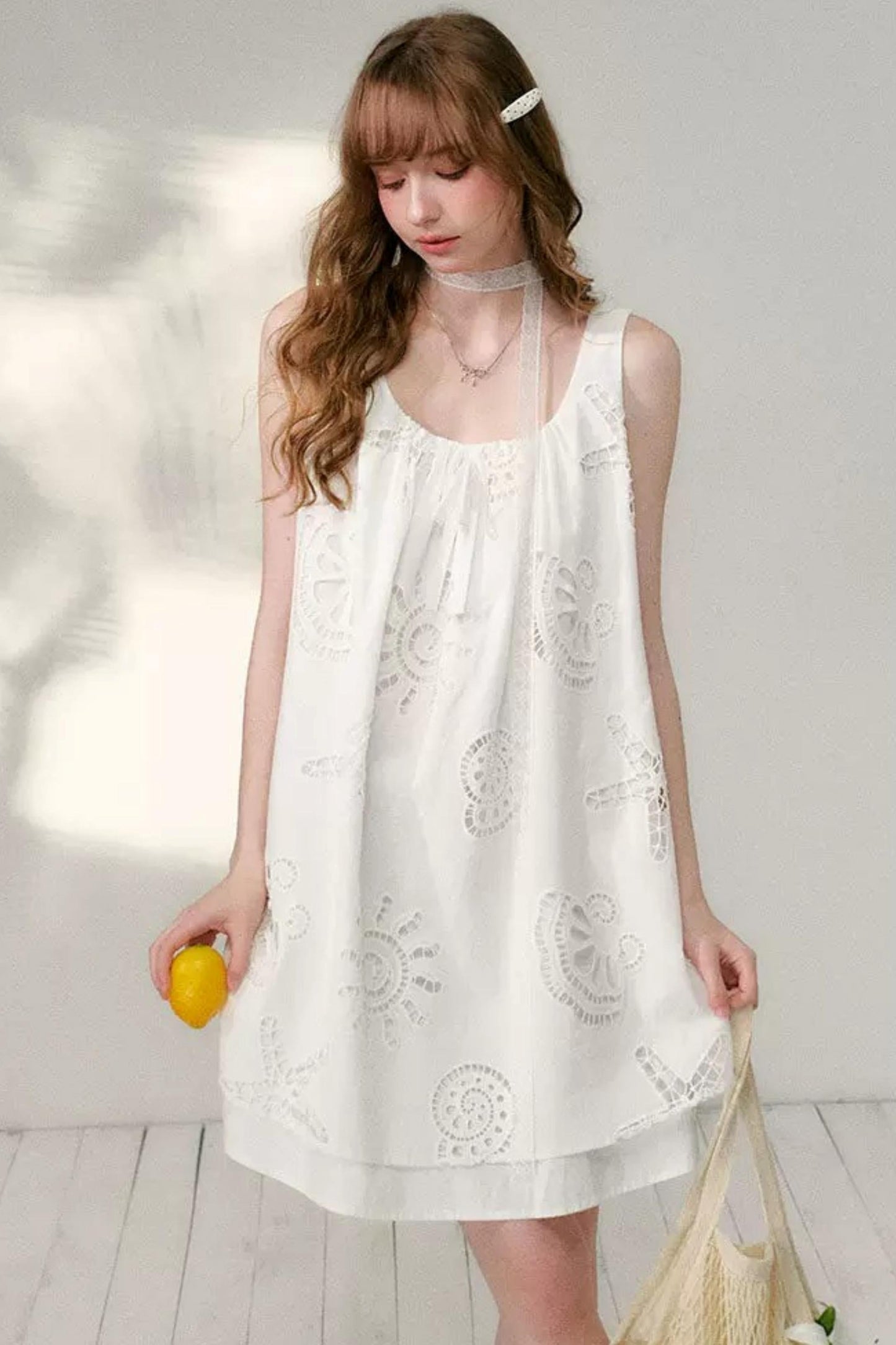 White Hollow A-Line Dress