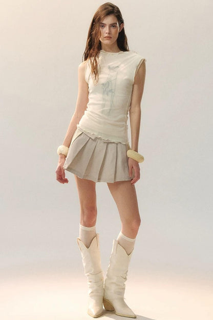 Top in Maglia con Ricamo e Nappe