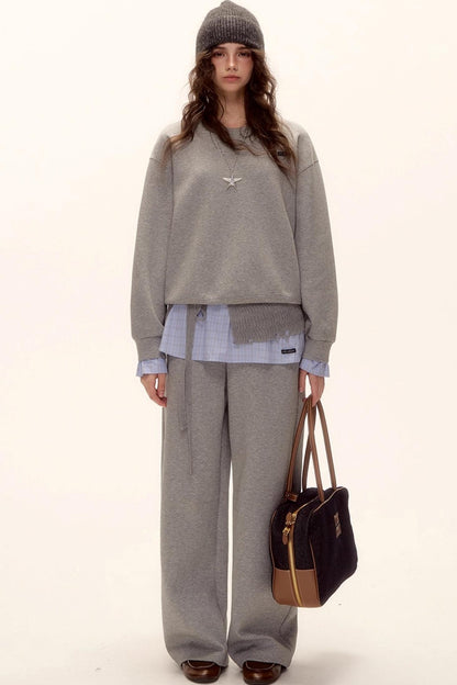 Plaid Patchwork Knit Sweater Set-Up