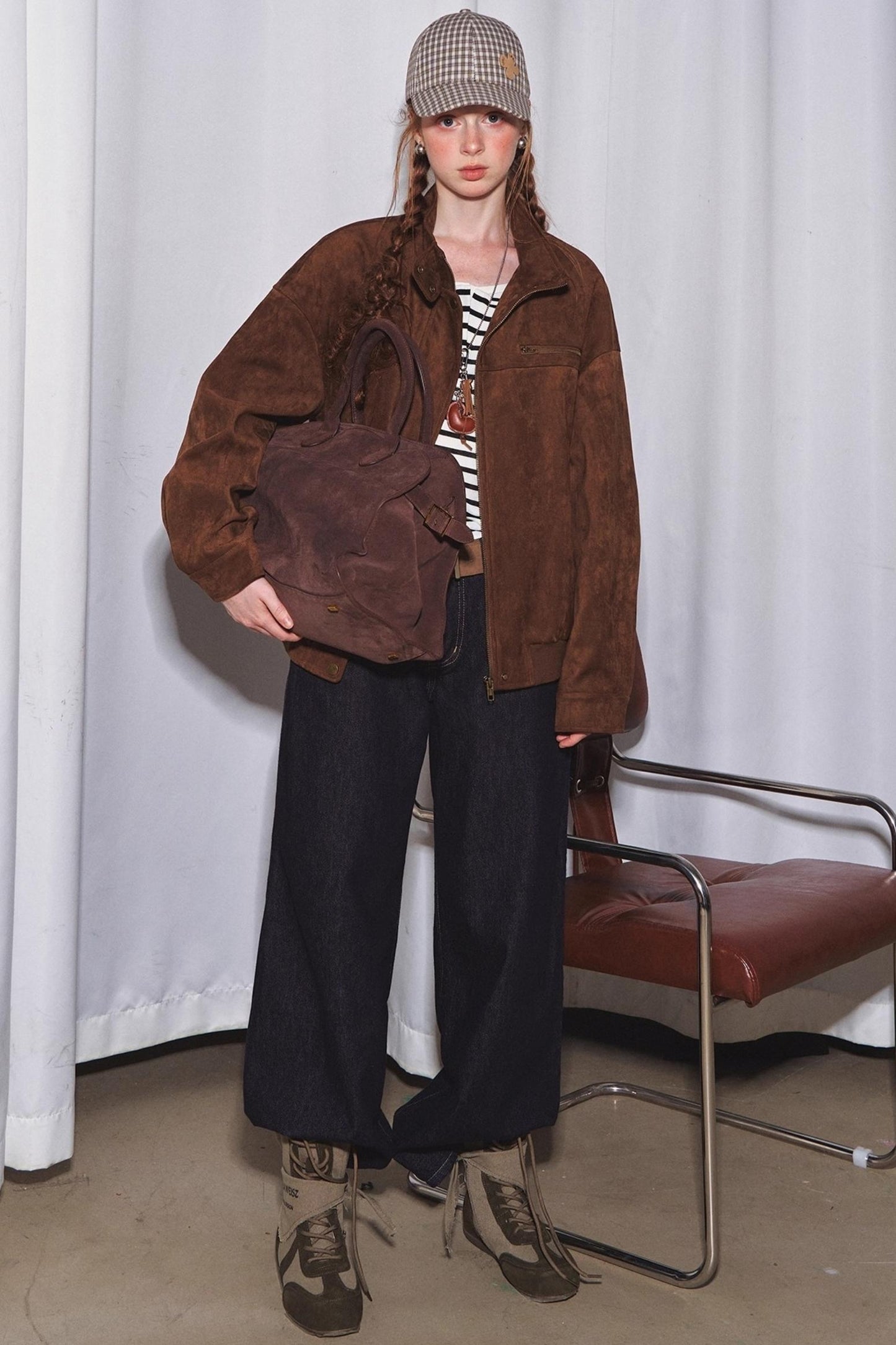 Lapel Suede Silhouette Jacket