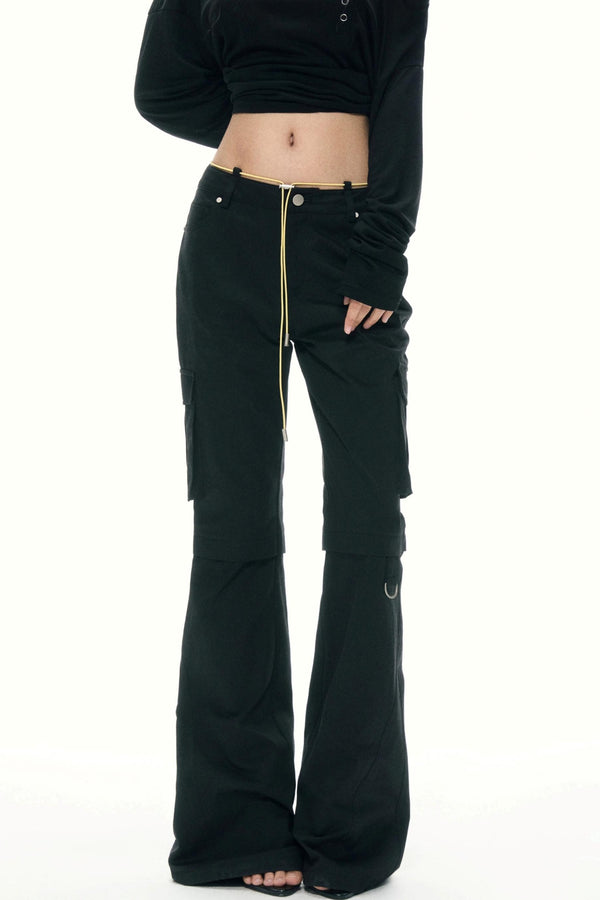 Retro Color-Block Flare Pants