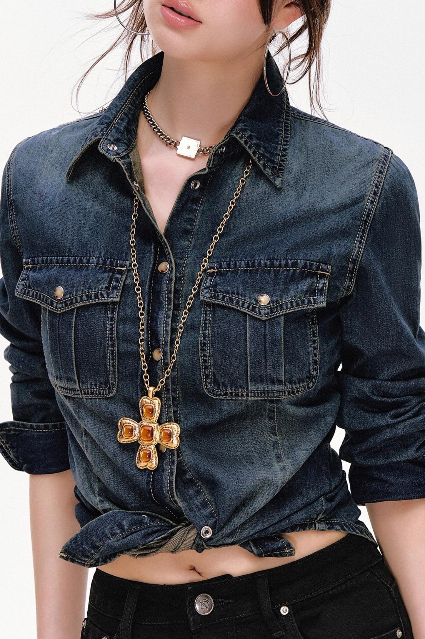Waist-Cinching Denim Jacket