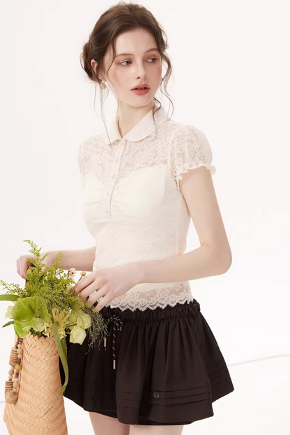 Lace Embroidery Doll Collar Top