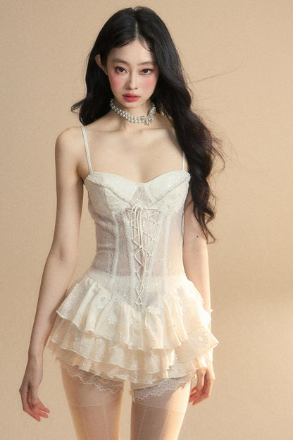 Strap Lace Mini Dress