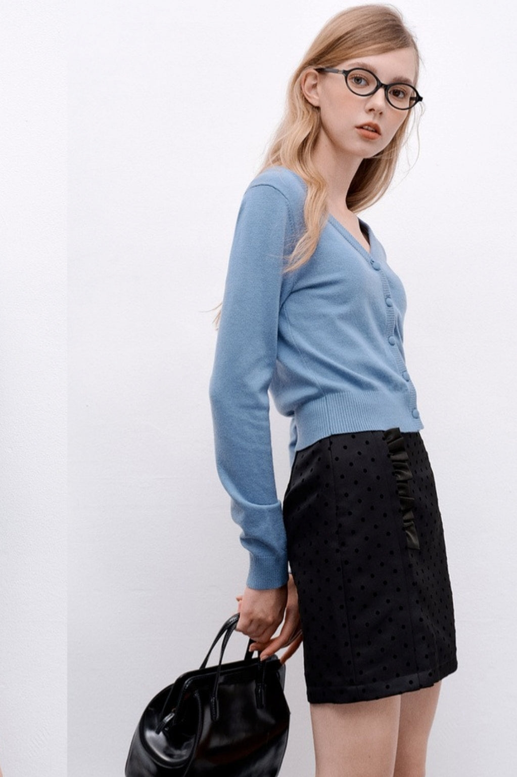 Gentle Polka Dot Ruffled Skirt