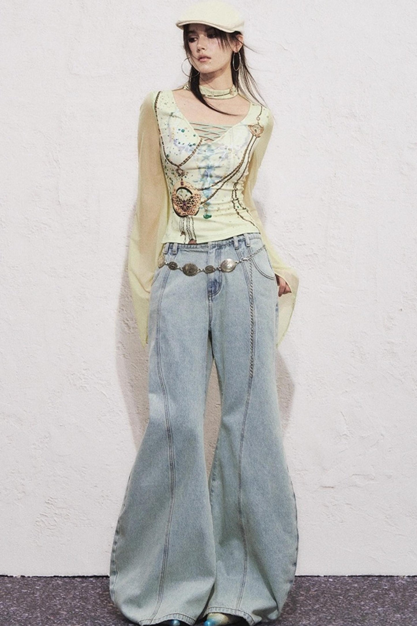 Split Sickle Pocket Heavy Jeans