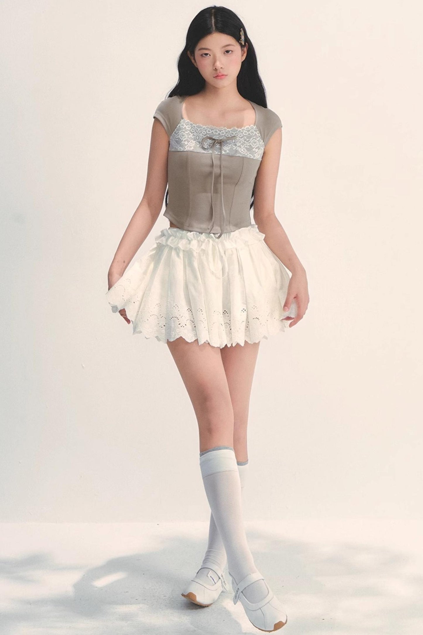 Cotton Lace Peplum Top