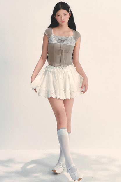 Cotton Lace Peplum Top