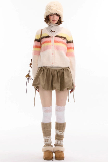 Autumn High-Waisted Woolen A-Line Skirt