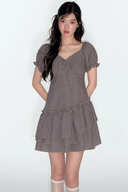 Nap Check Beveled V-Neck Cinched Waist Dress