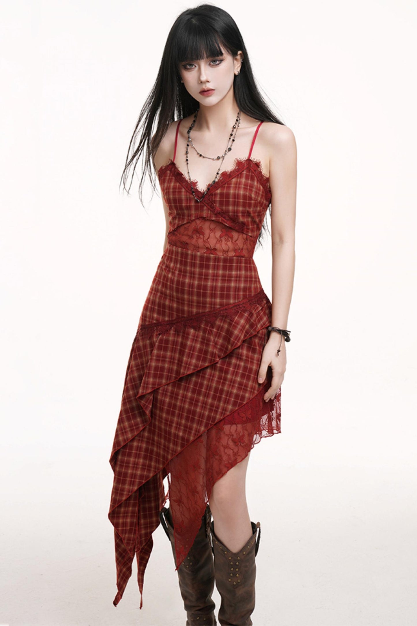 Pink Plaid Halter Dress