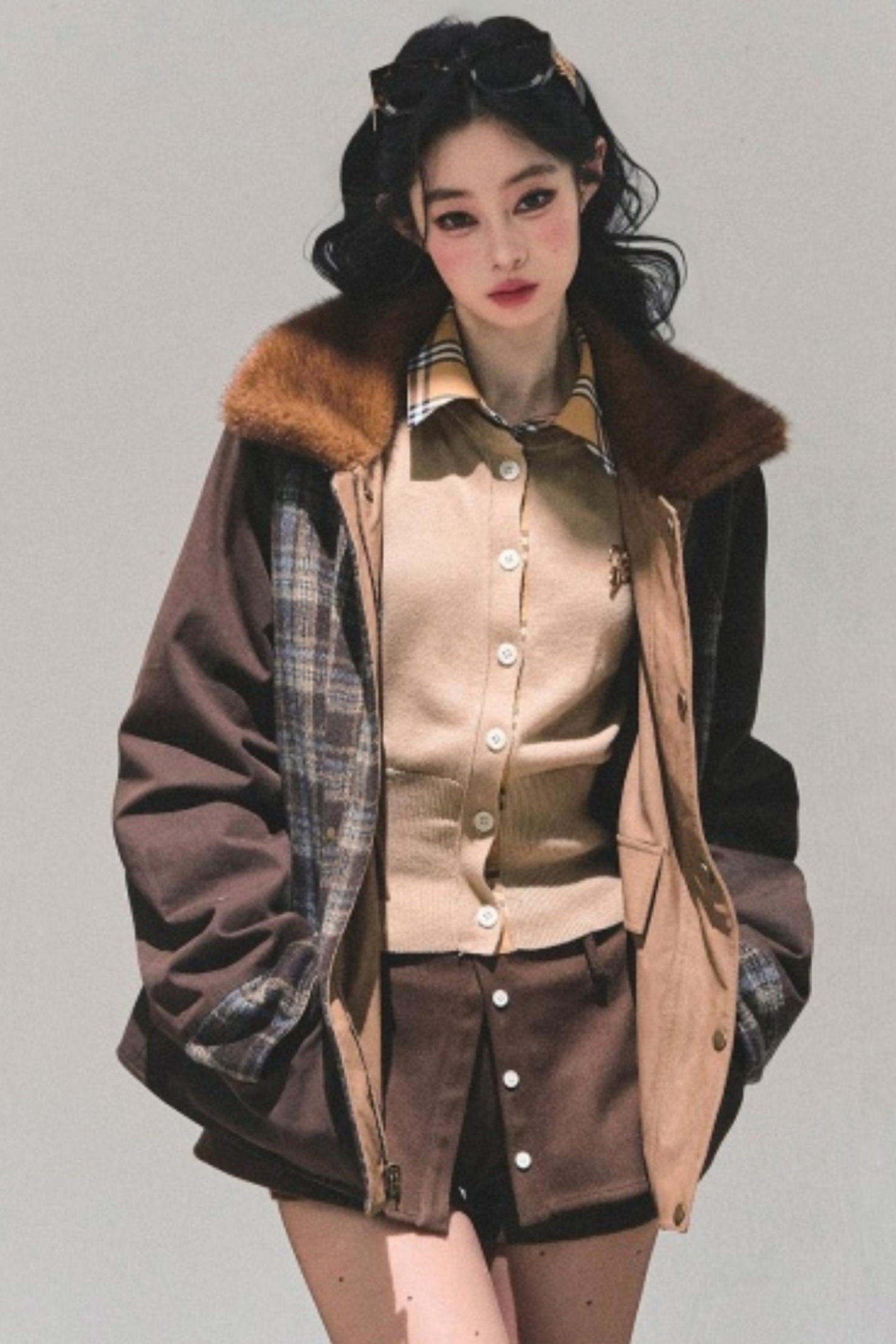 Fake Two Korean Long-Sleeve Knit Top