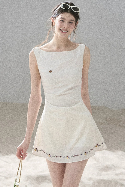 French Embroidery A-Line Dress