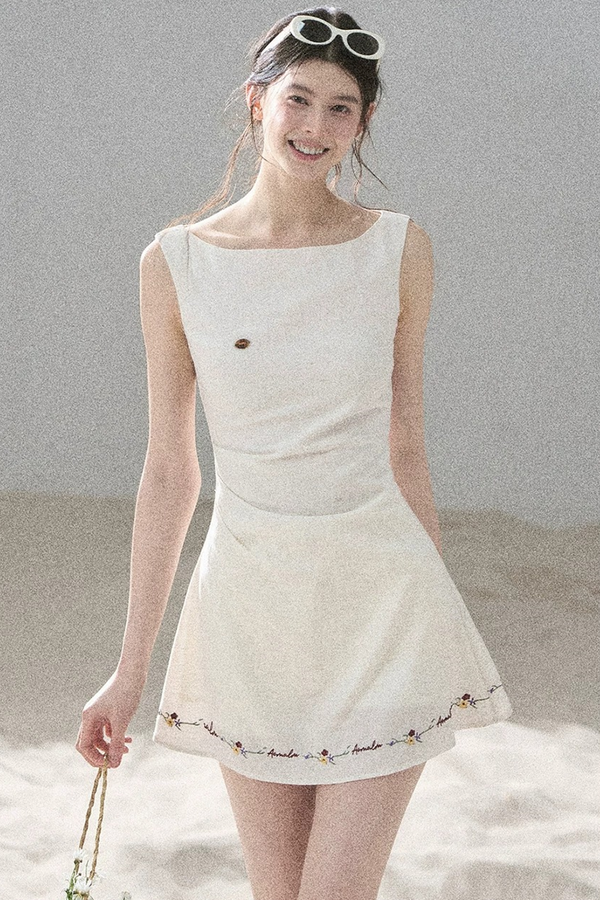 French Embroidery A-Line Dress