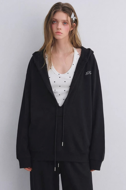 Polka Dot Hooded Vest Sweatshirt Set-Up