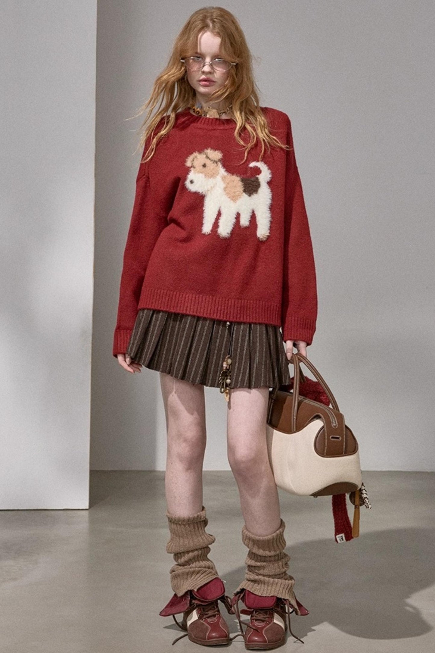 Puppy Jacquard Cloud Sweater