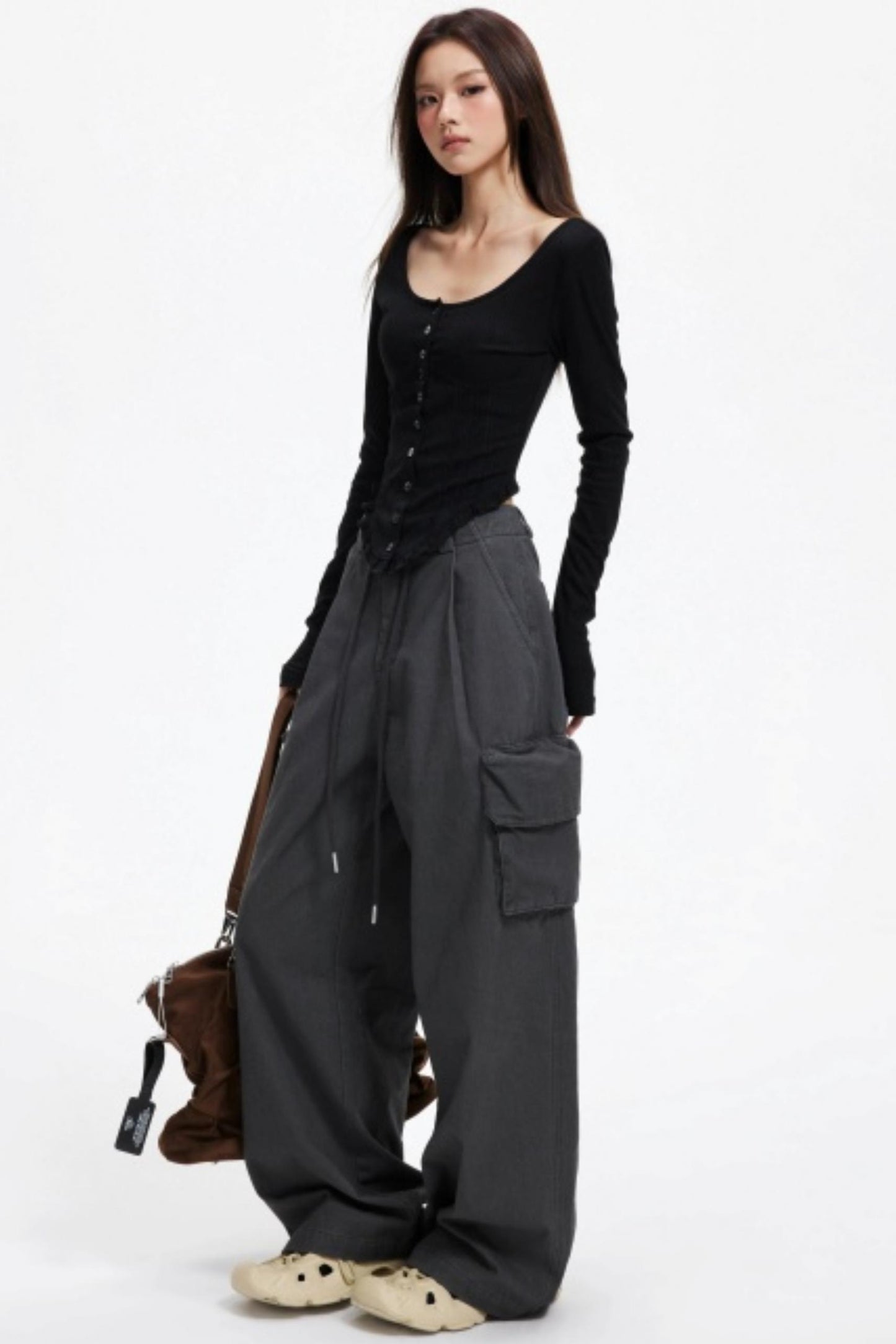 Vintage Drawstring Loose Cargo Pants